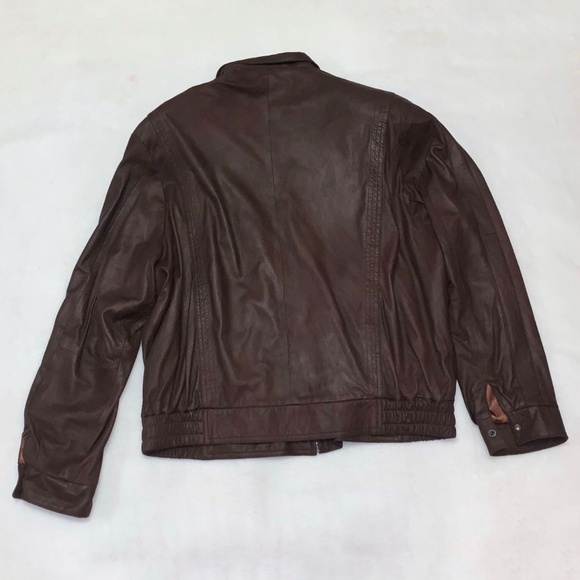 Pre-Owned Brown Neiman-Marcus Men Leather Jacket Shoulder Pads Vintage Size 46 - Picture 2 of 4